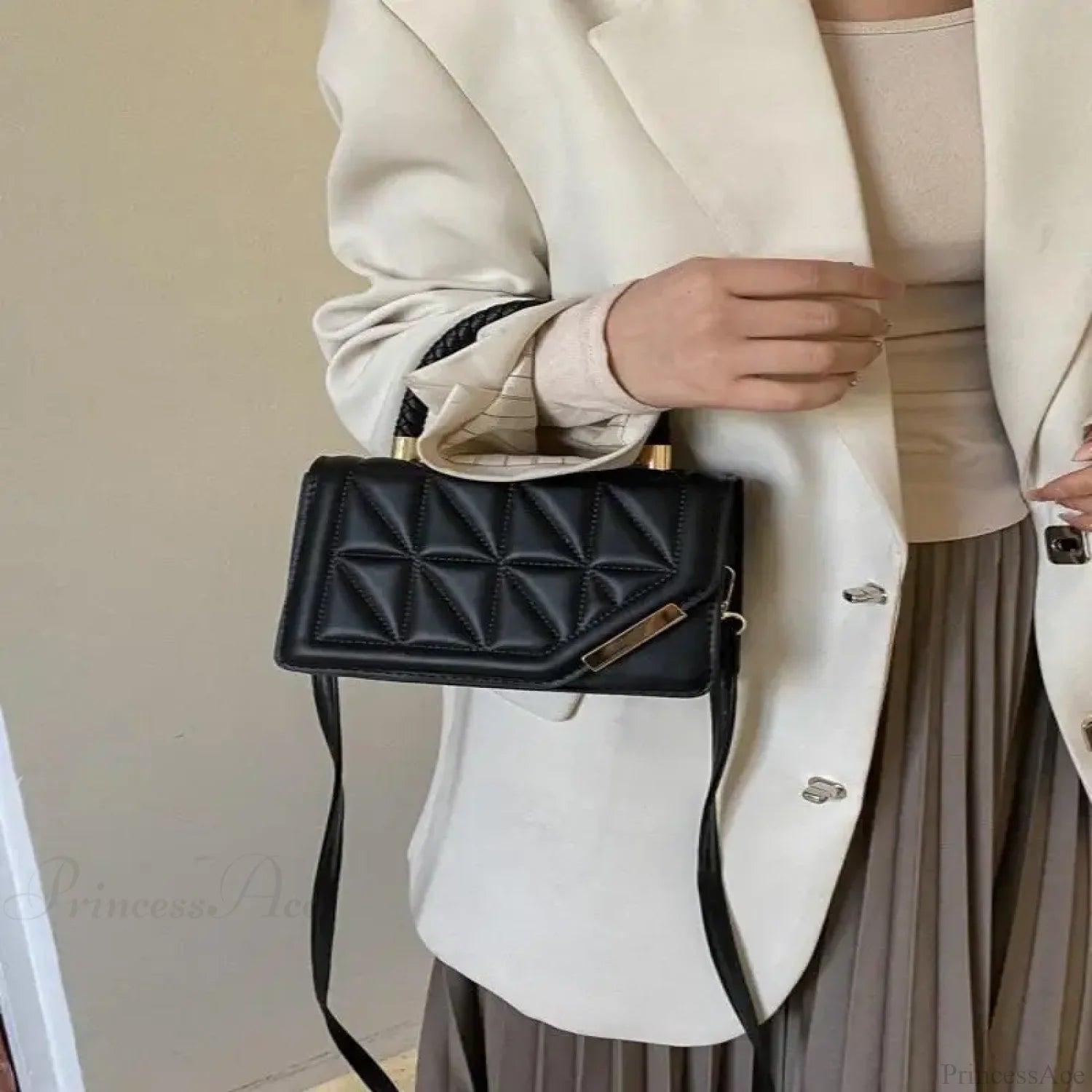 Fashion Plaid PU Leather Small Square Crossbody Handbag handbag-250126