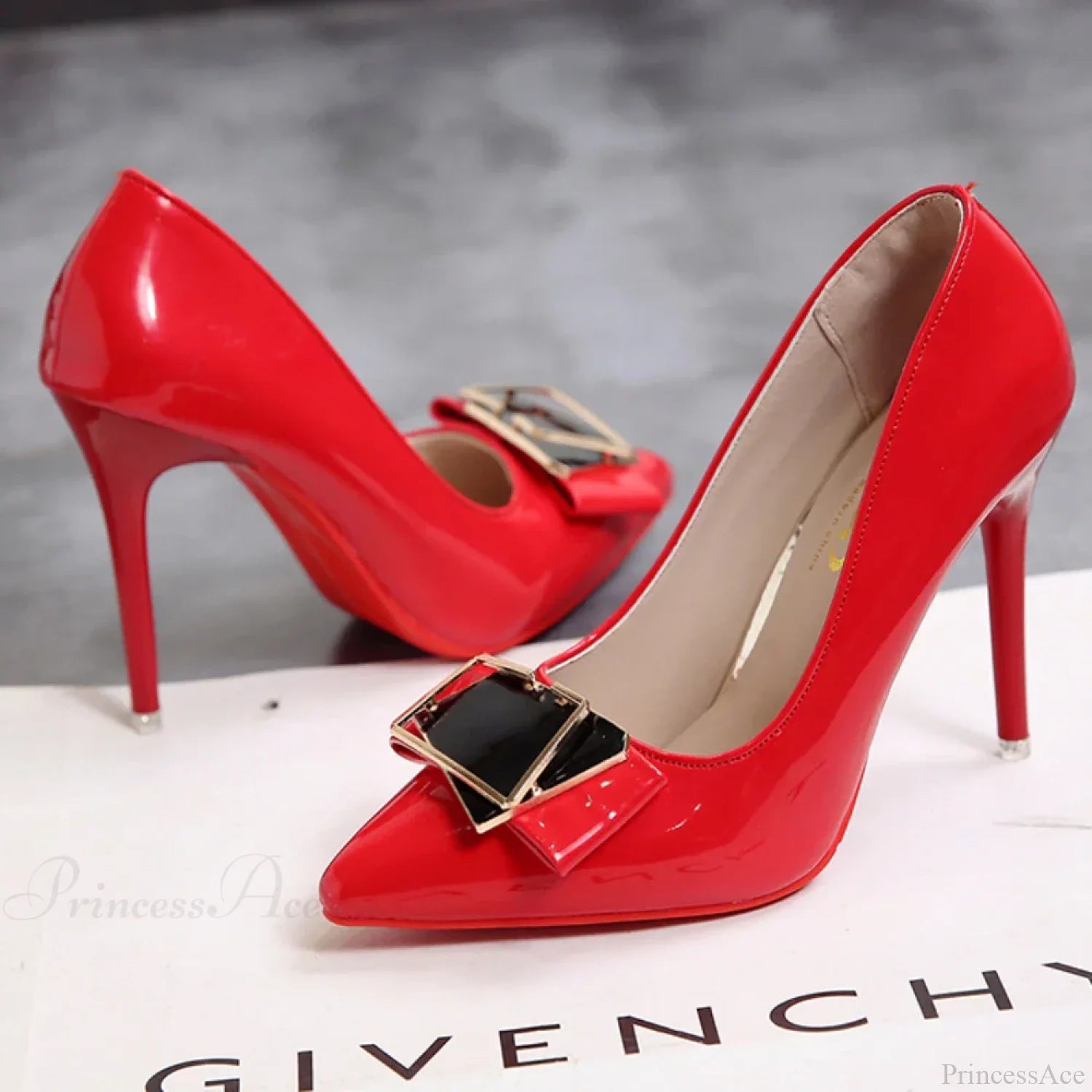 Fashion Sexy Pointed Toe Shallow Mouth Red Bottom High Heels Office Black Plus Size Heel