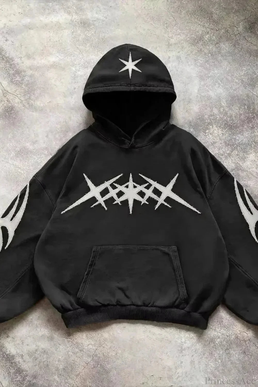 Fashion Trend Fleece Padded Zipper Hoodie Black 10 / M