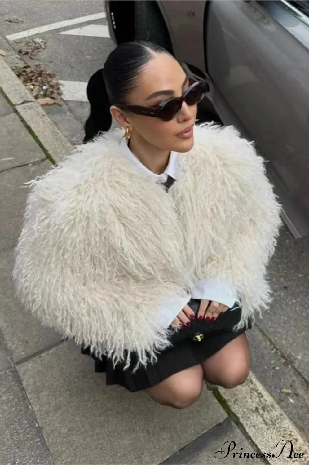 Faux Fur Short Warm Long-Sleeve Street Coat