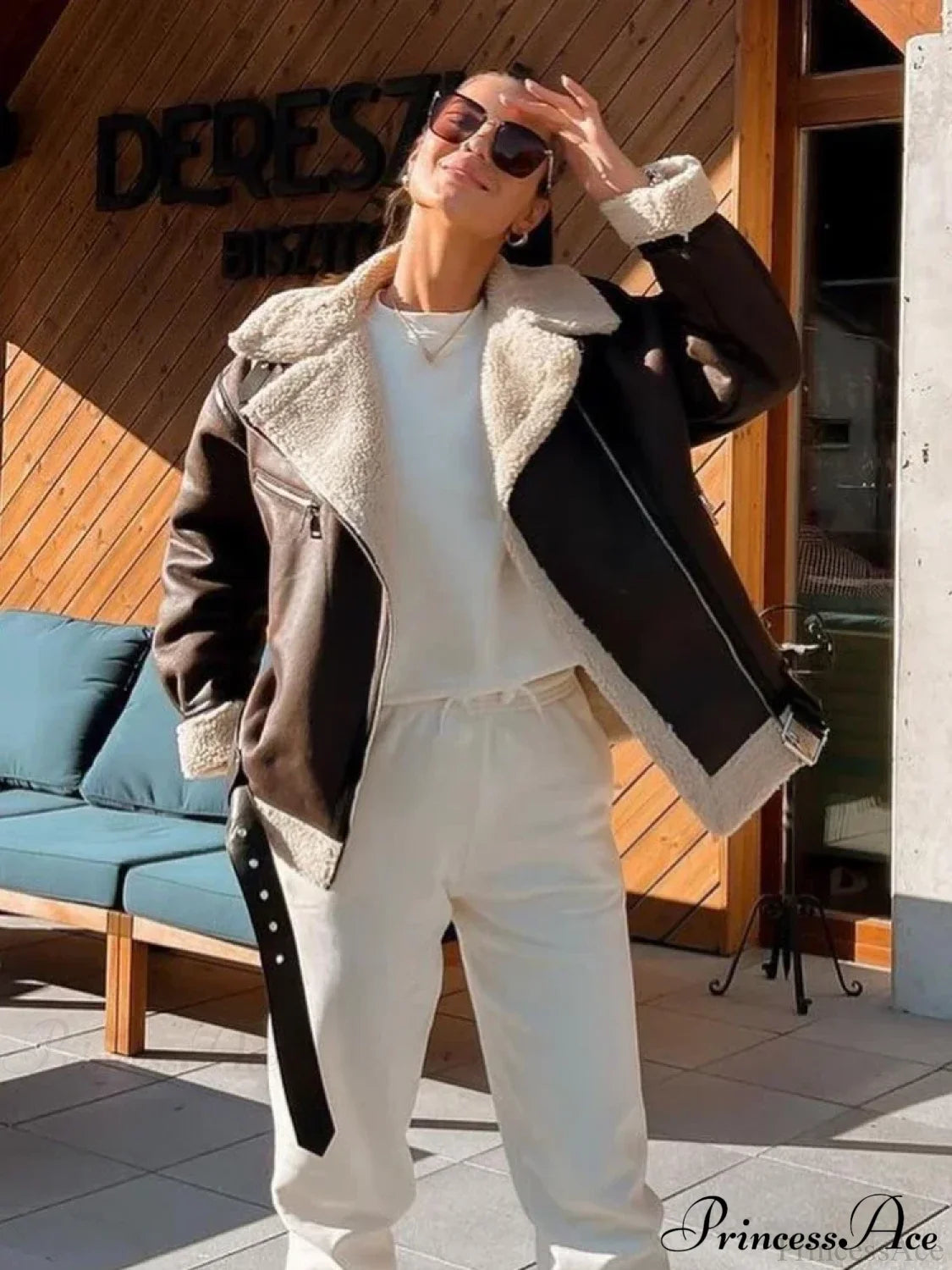 Faux Fur Stylish Double-sided Zipper Jacket