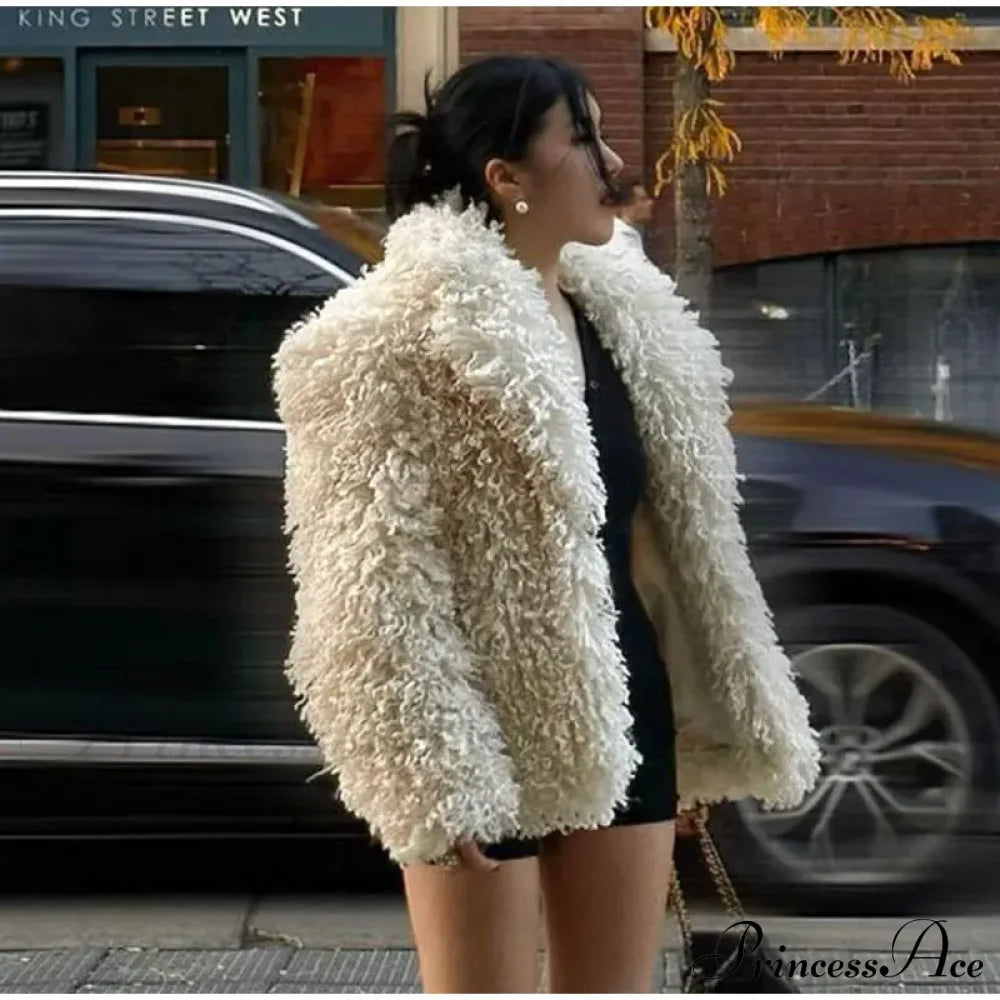 Faux Fur Stylish Fringe Coat Coats-L