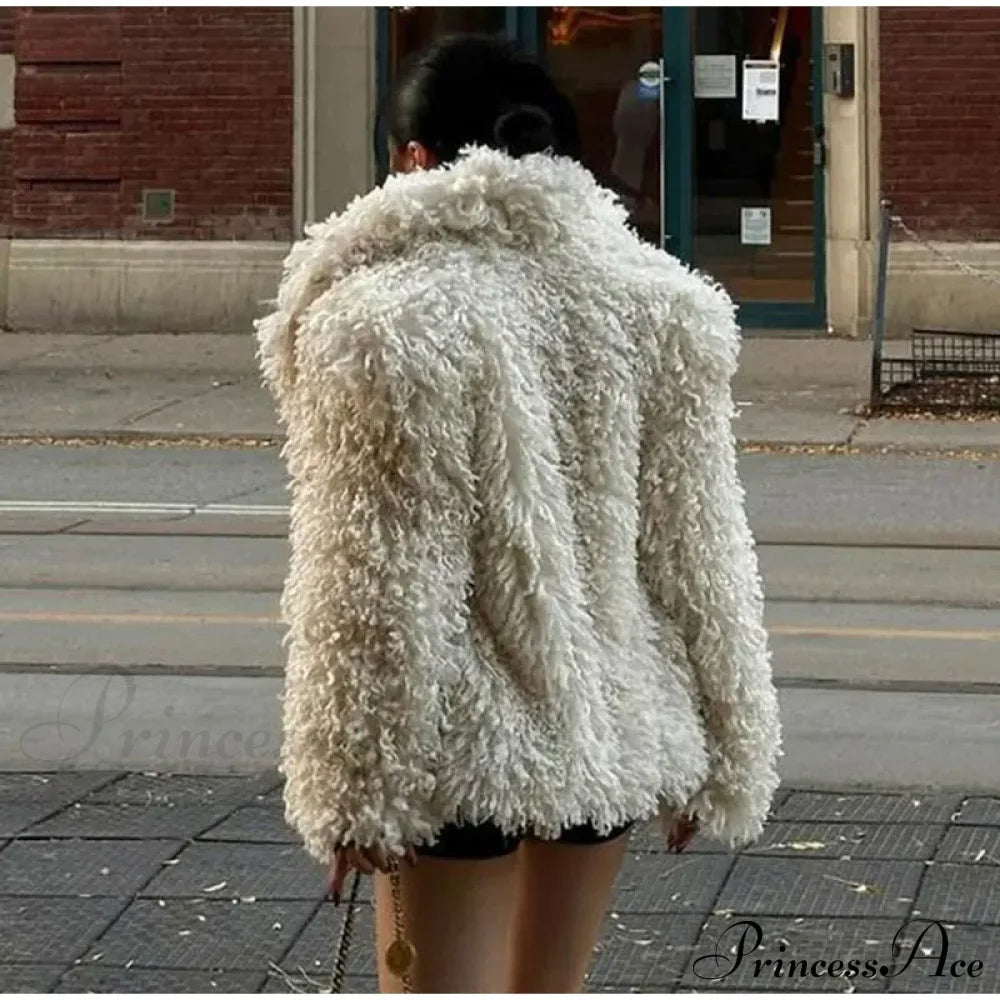 Faux Fur Stylish Fringe Coat Coats-L