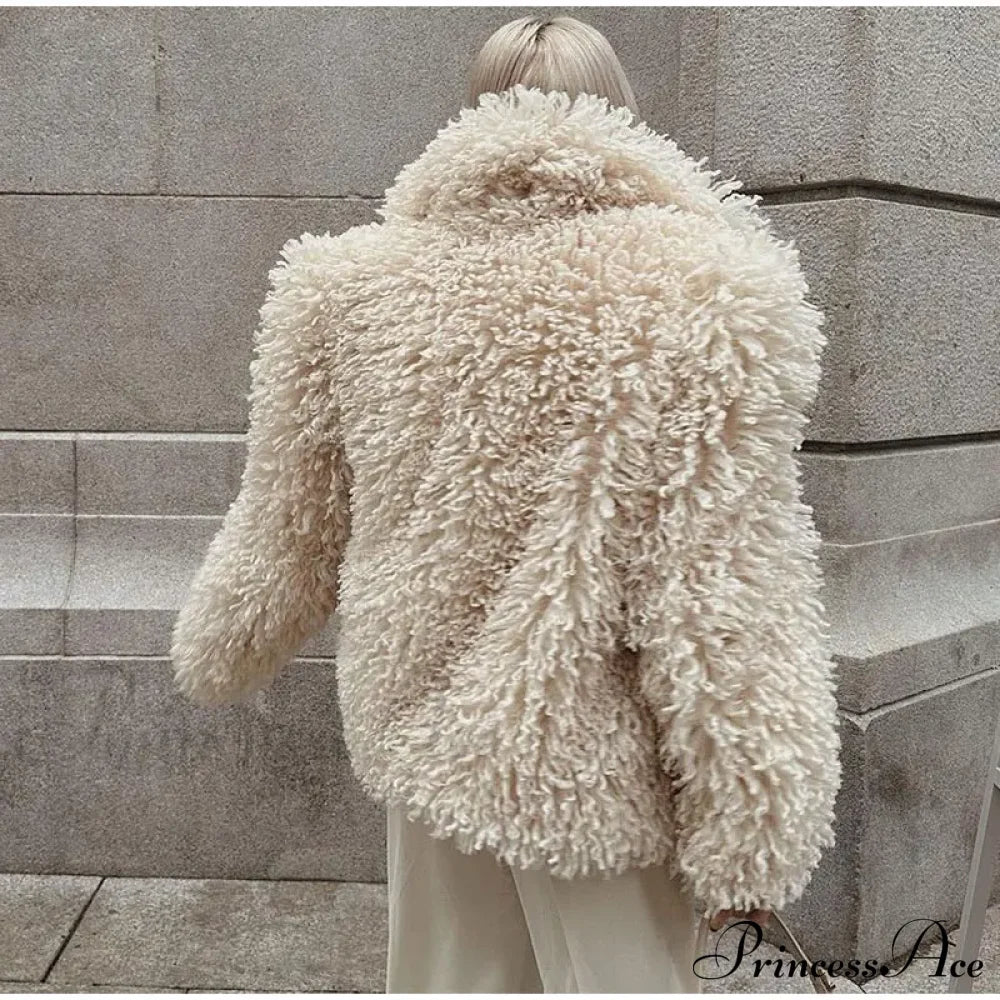 Faux Fur Stylish Fringe Coat Coats-L
