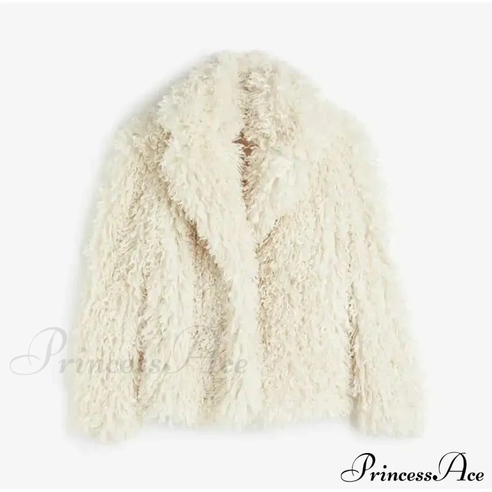 Faux Fur Stylish Fringe Coat Coats-L