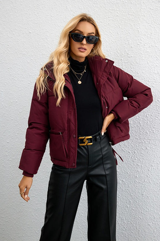 Short Stand Collar Relaxed Puffer Jacket