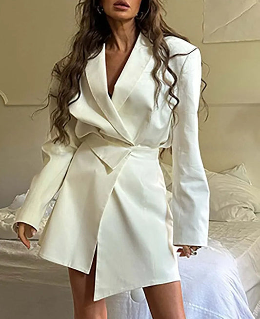 Ensemble de bureau deux pièces asymétrique avec poches blanches