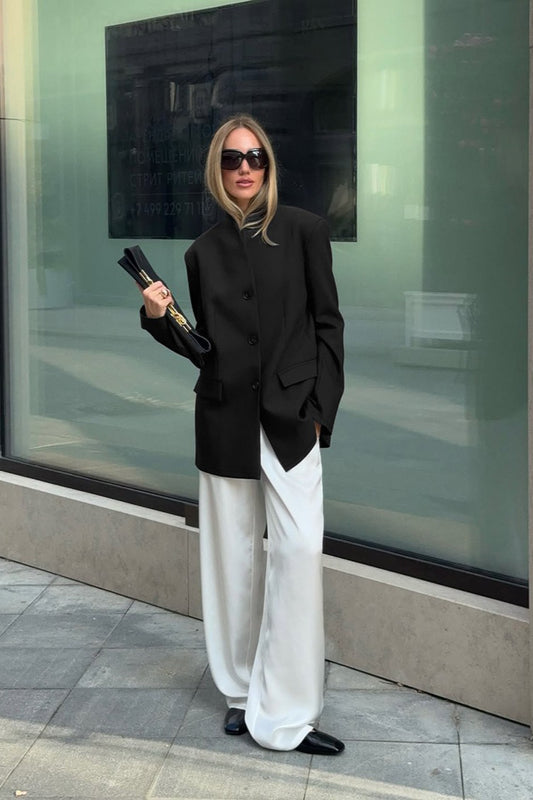 Veste blazer minimaliste à col en V