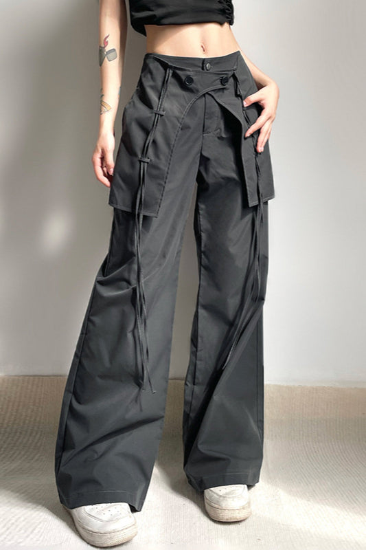 Pantalon cargo ample à cordon de serrage
