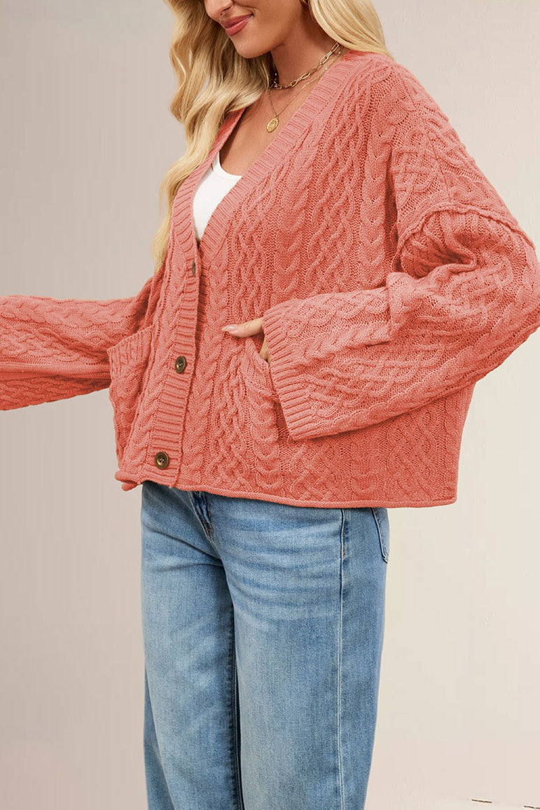 Cable Knit Oversized Cardigan S / Orange