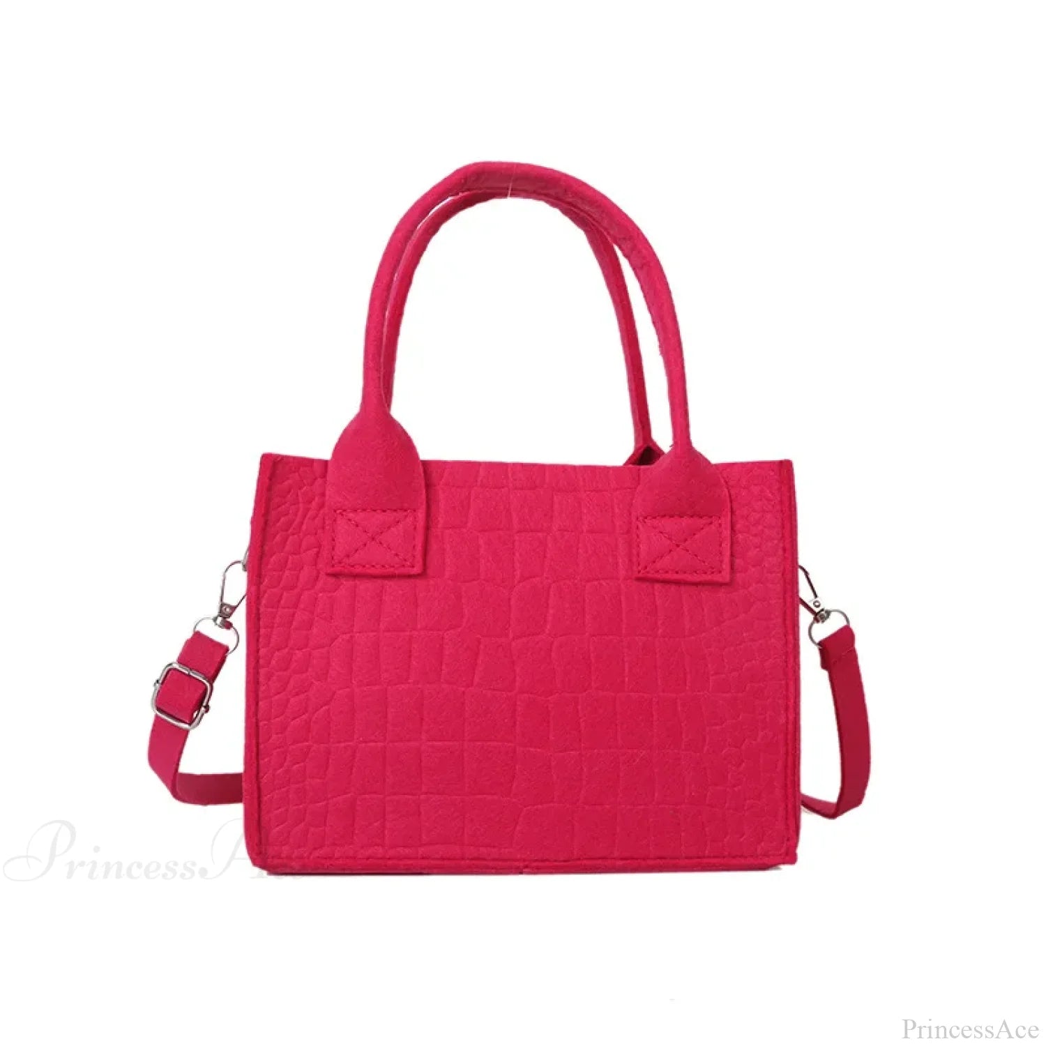 Felt Mini Tote Autumn Winter Small Square Handbag Rose red handbag-250126