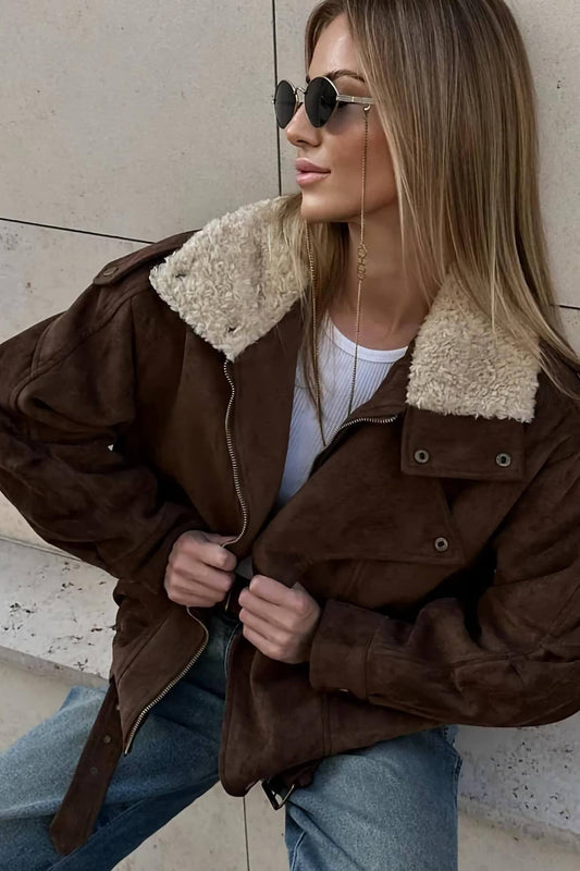 Veste oversize marron décontractée