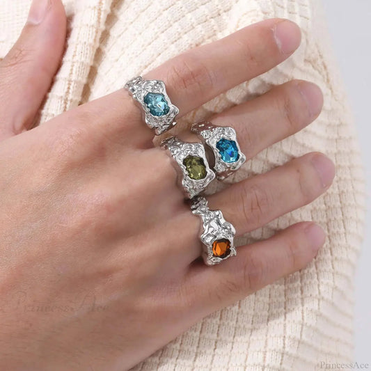 Fiery Colorful Zircon Gothic Band color