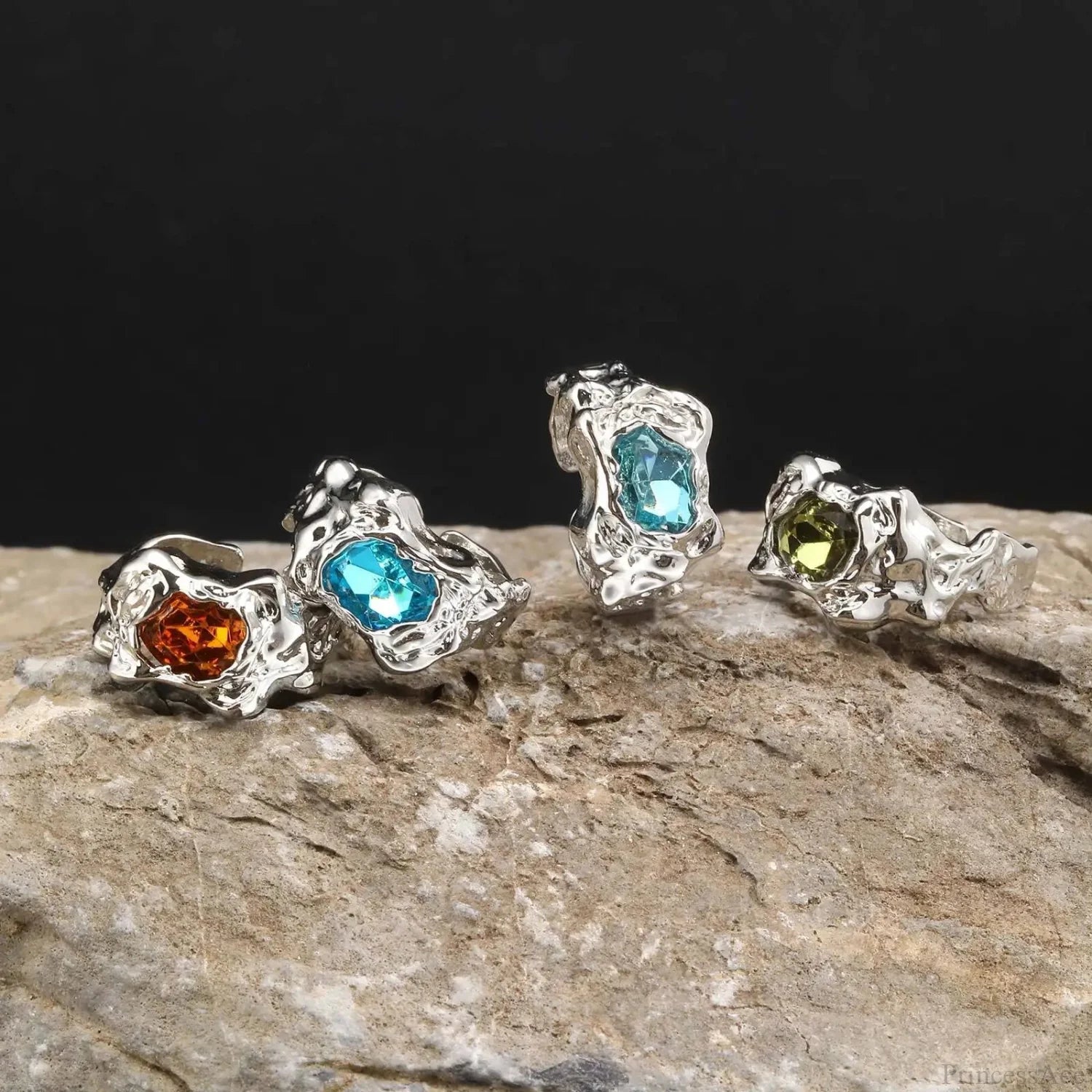 Fiery Colorful Zircon Gothic Band color