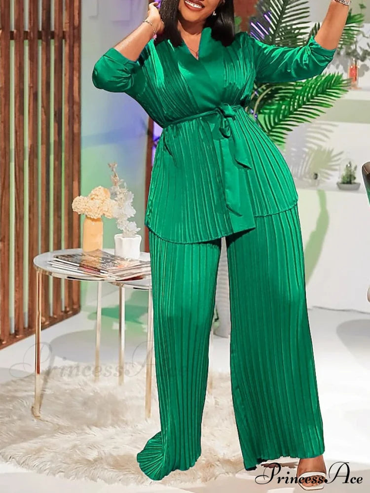 Fit Fuchsia - Pants Sets Casual Spring V White Color Daily & Fashion Solid Long Blouse Red Neck