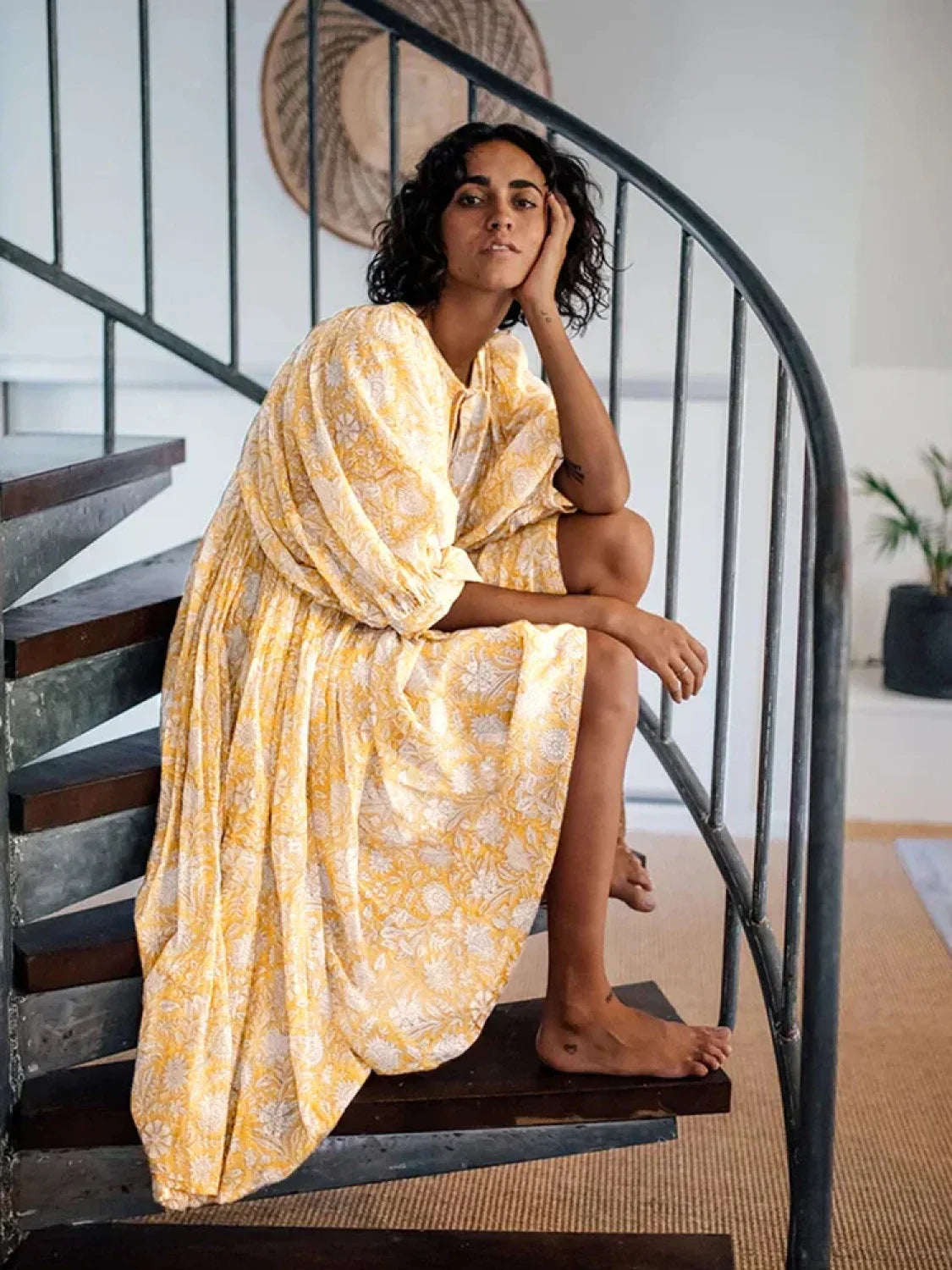 Fitshinling Boho Vintage Lantern Sleeve Dress bohodress-250126