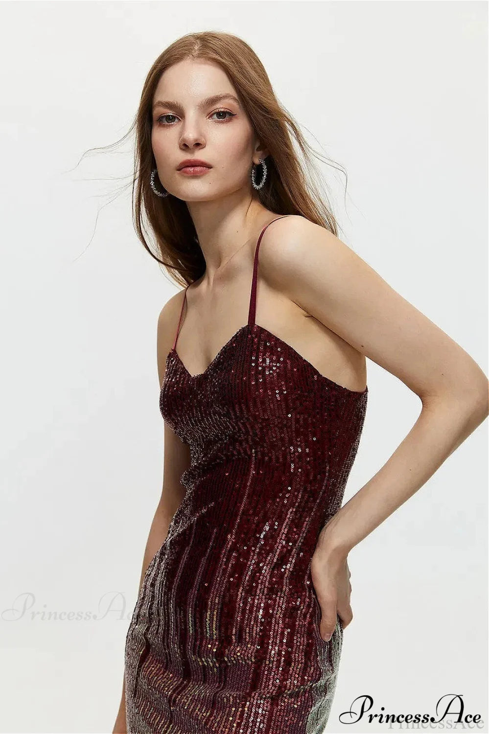 Fitted Colorful Sequin Spaghetti Strap Party Dress