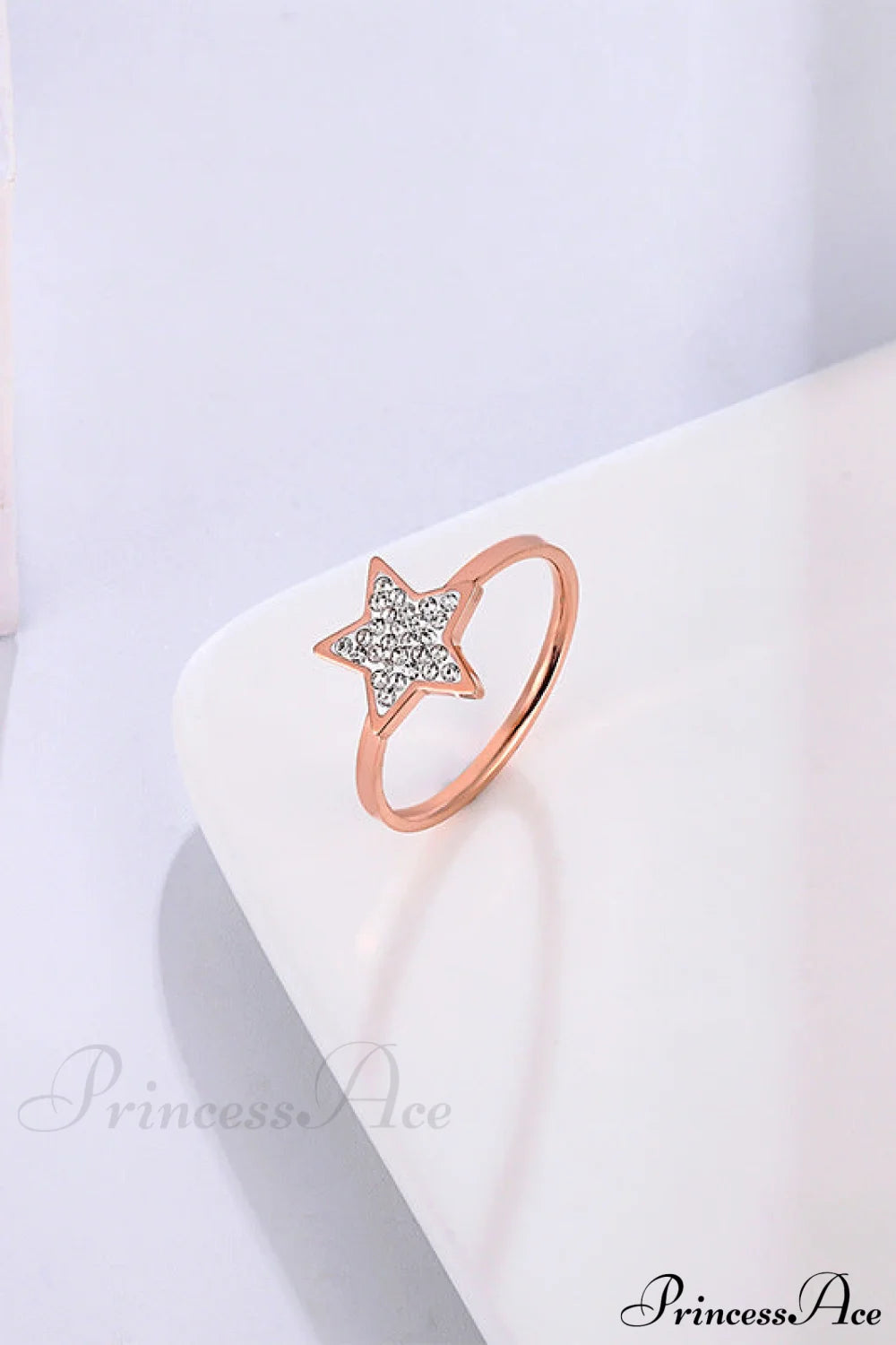 Five-Pointed Star Full Diamond Titanium Steel Ring