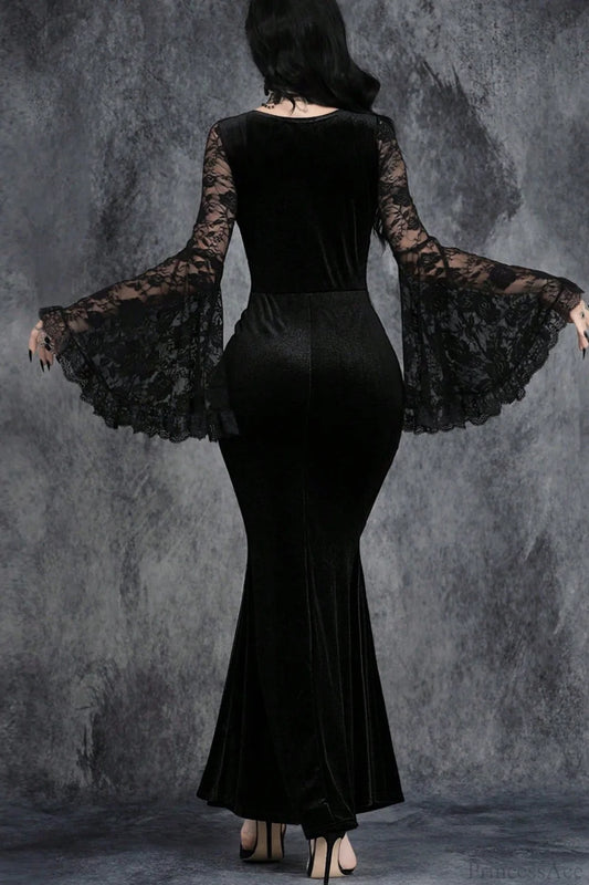 Flare Sleeve Lace Gothic Dress