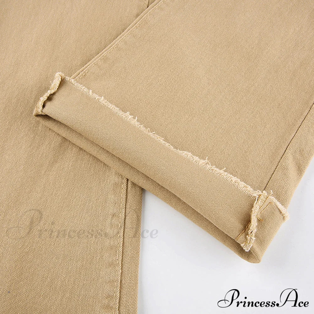 Flared High Black Jeans And In Waist Brown For Khaki Women