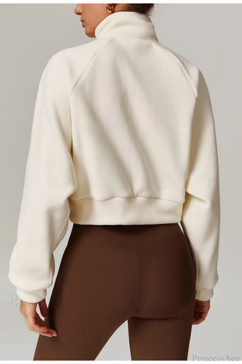 Fleece Athletic Stand Collar Zip Yoga Jacket