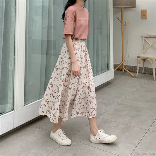 Floral A-Line Long Skirt Summer Sweet Style Women skirt-250126