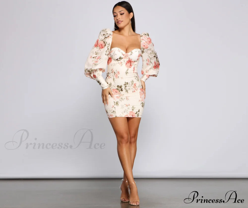 Floral Bloom Stylish Chiffon Mini Dress Dressy Dresses