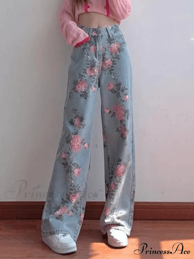 Floral Charming Flare Pants Jeans