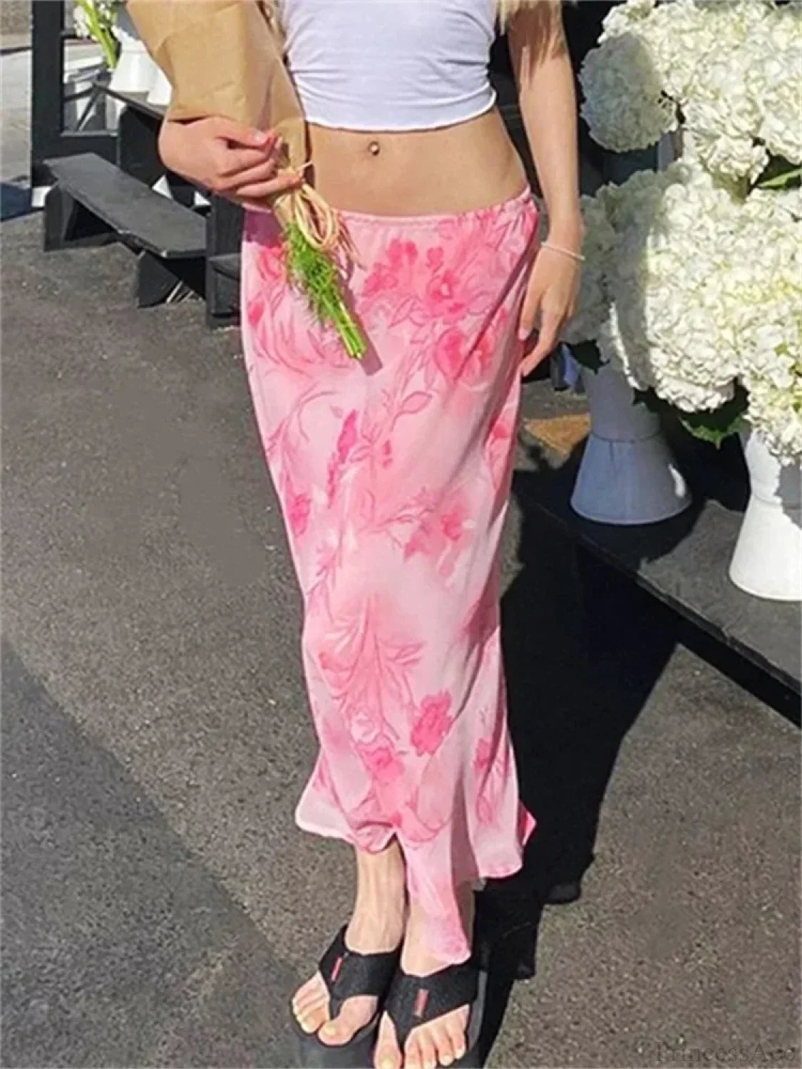 Floral Chiffon Low Waist Casual Retro Skirt skirt-250126