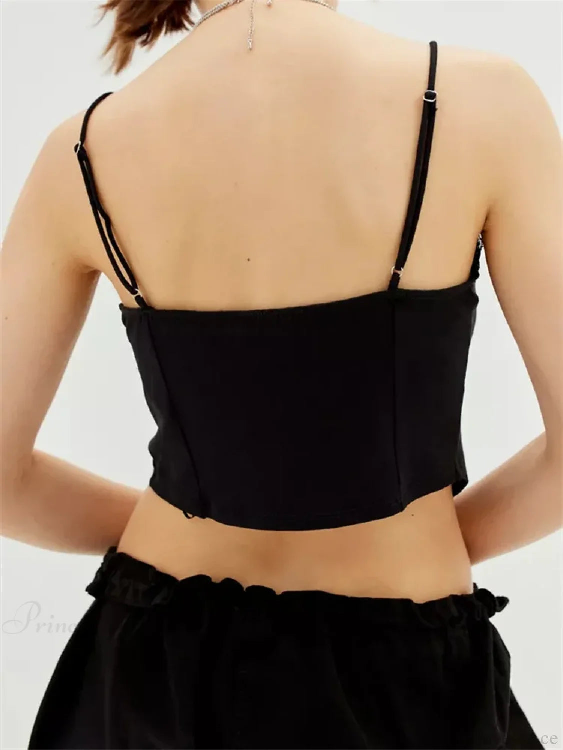 Floral Lace Trim Ruffle Split Strap Crop Top croptop-250126