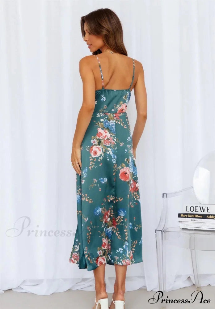 Floral Passion Stylish Ruffled Midi Dress Dressy Dresses