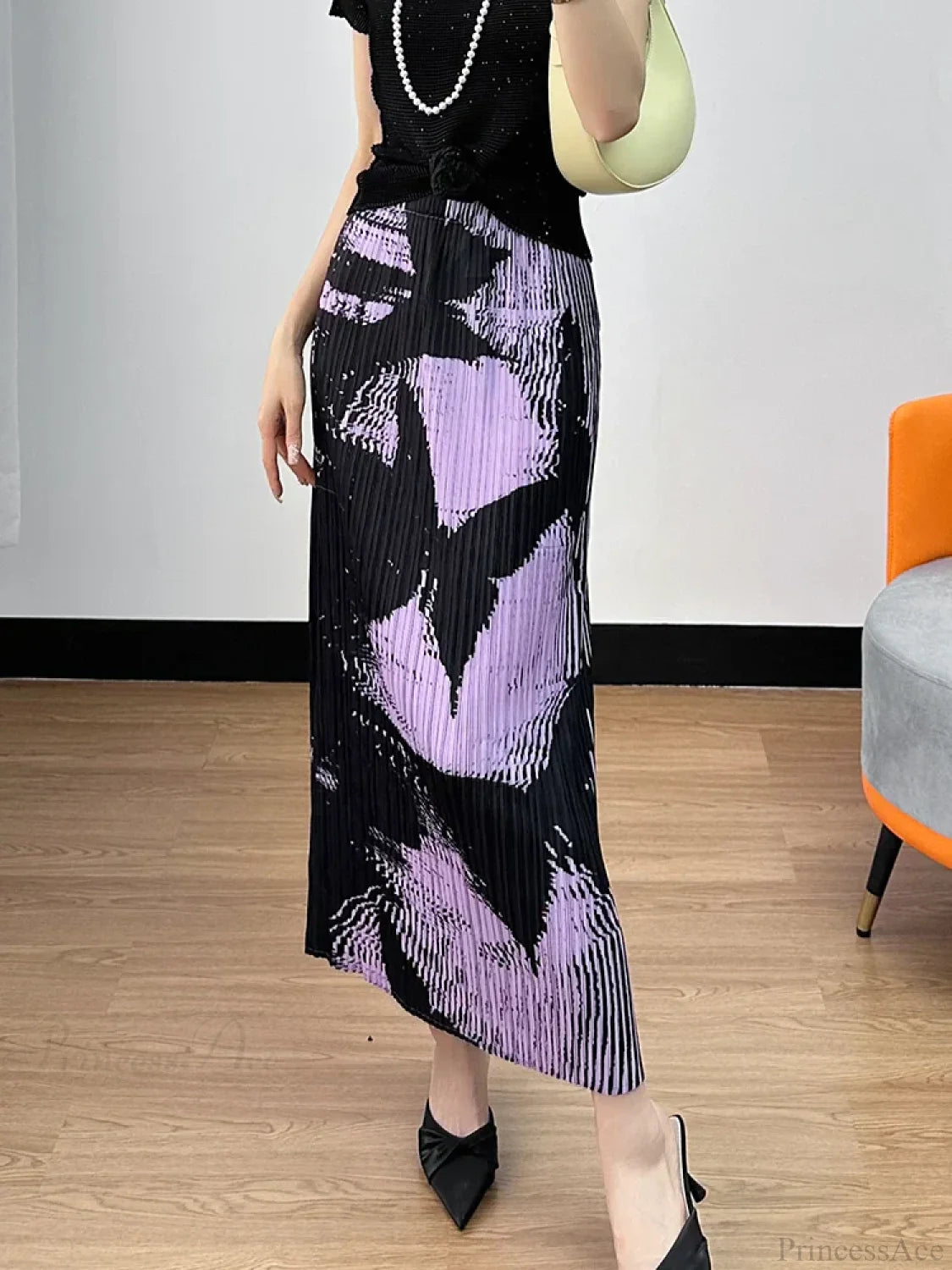 Floral Pleated Slimming High Waist Beach Comfort Skirt skirt-250126