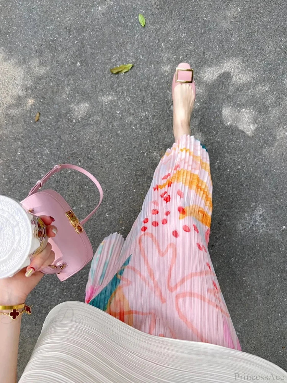 Floral Pleated Slimming High Waist Beach Comfort Skirt skirt-250126