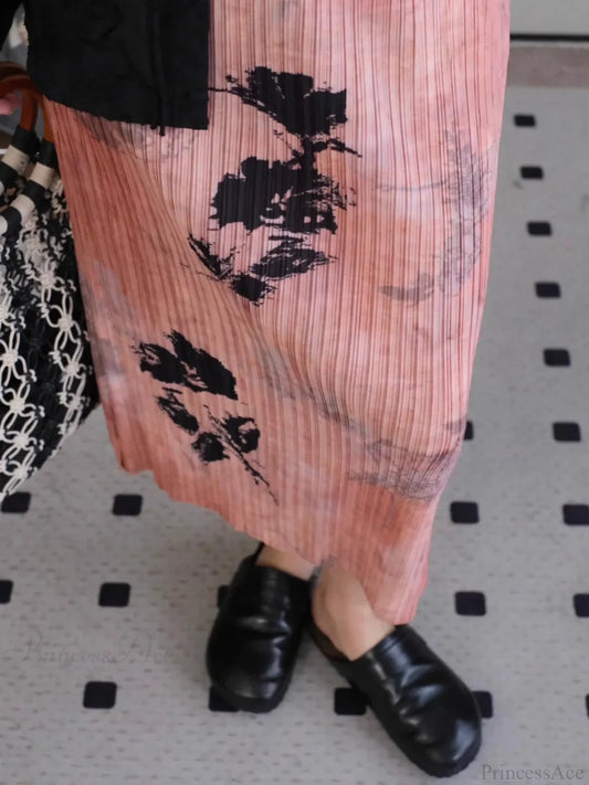 Floral Pleated Slimming High Waist Beach Comfort Skirt yanyufense / One Size skirt-250126