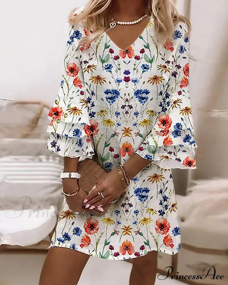 Floral Print Dress In Multicolor Casual Dresses