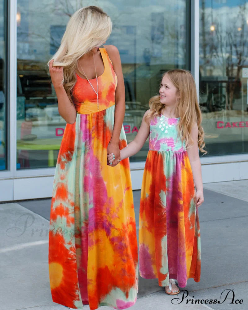 Family Matching Outfits in Floral Print Orange 23BF Casual Dresses Clothes Dresses Spring Summer