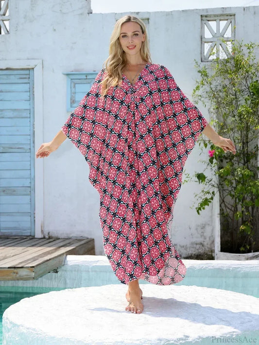 Floral Print Long Dress Cover Up color6 / One Size