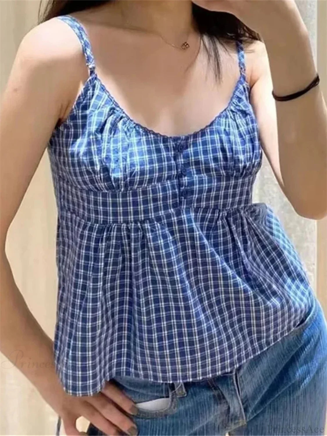 Floral Print V-neck Tie-up Spaghetti Crop Top BLUE / S croptop-250126