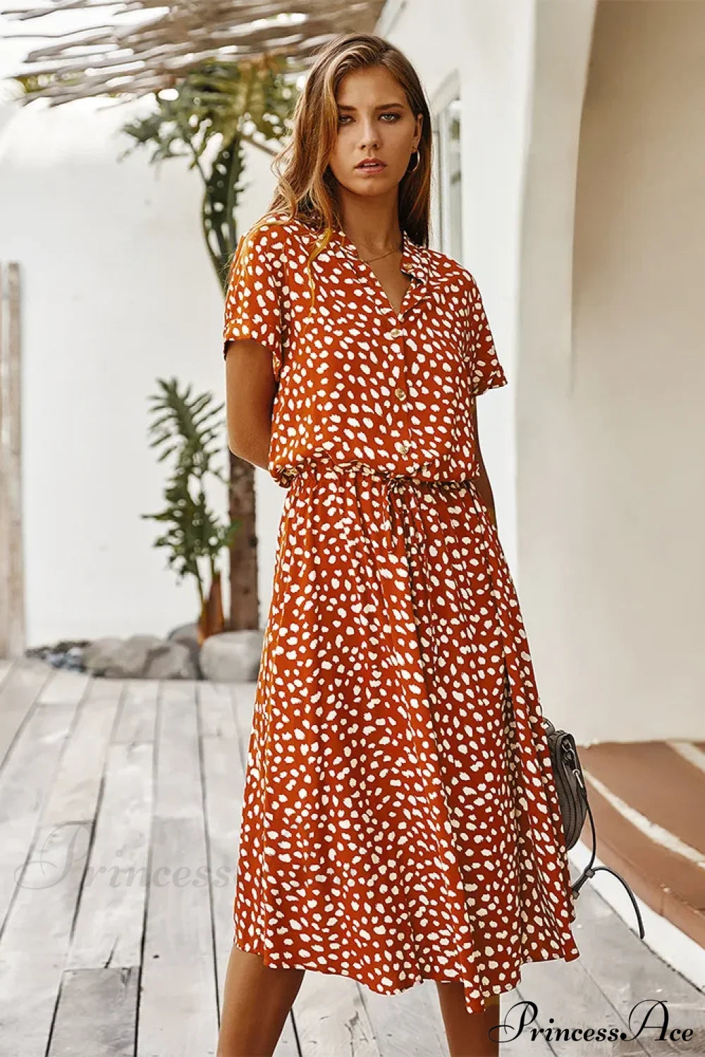 Floral Print Vintage Short Sleeve Boho Dress