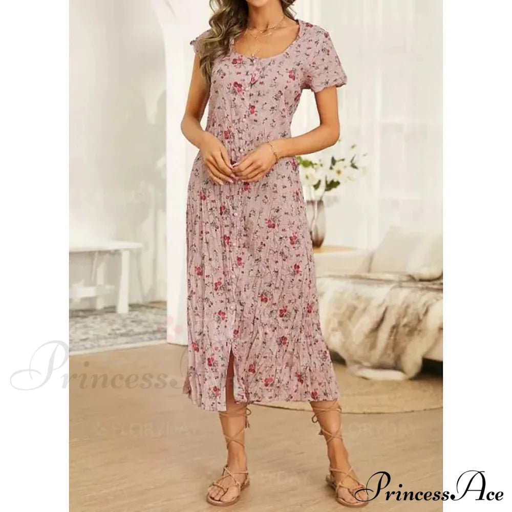 Floral Print Women’s Short Sleeve Shift Dress