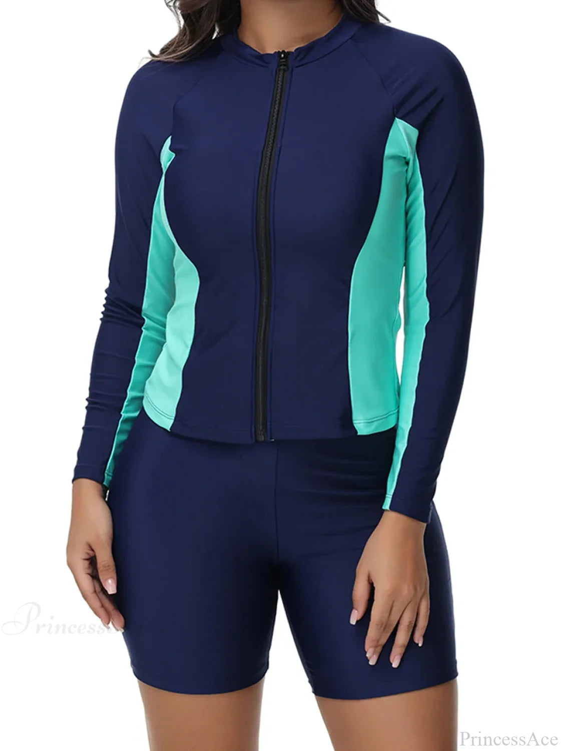 Floral Rashguard Surf Suit Two Piece Set green / S