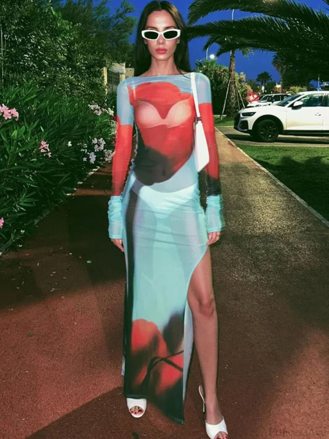 Floral See-through Vacation Dress vacationdress-250223