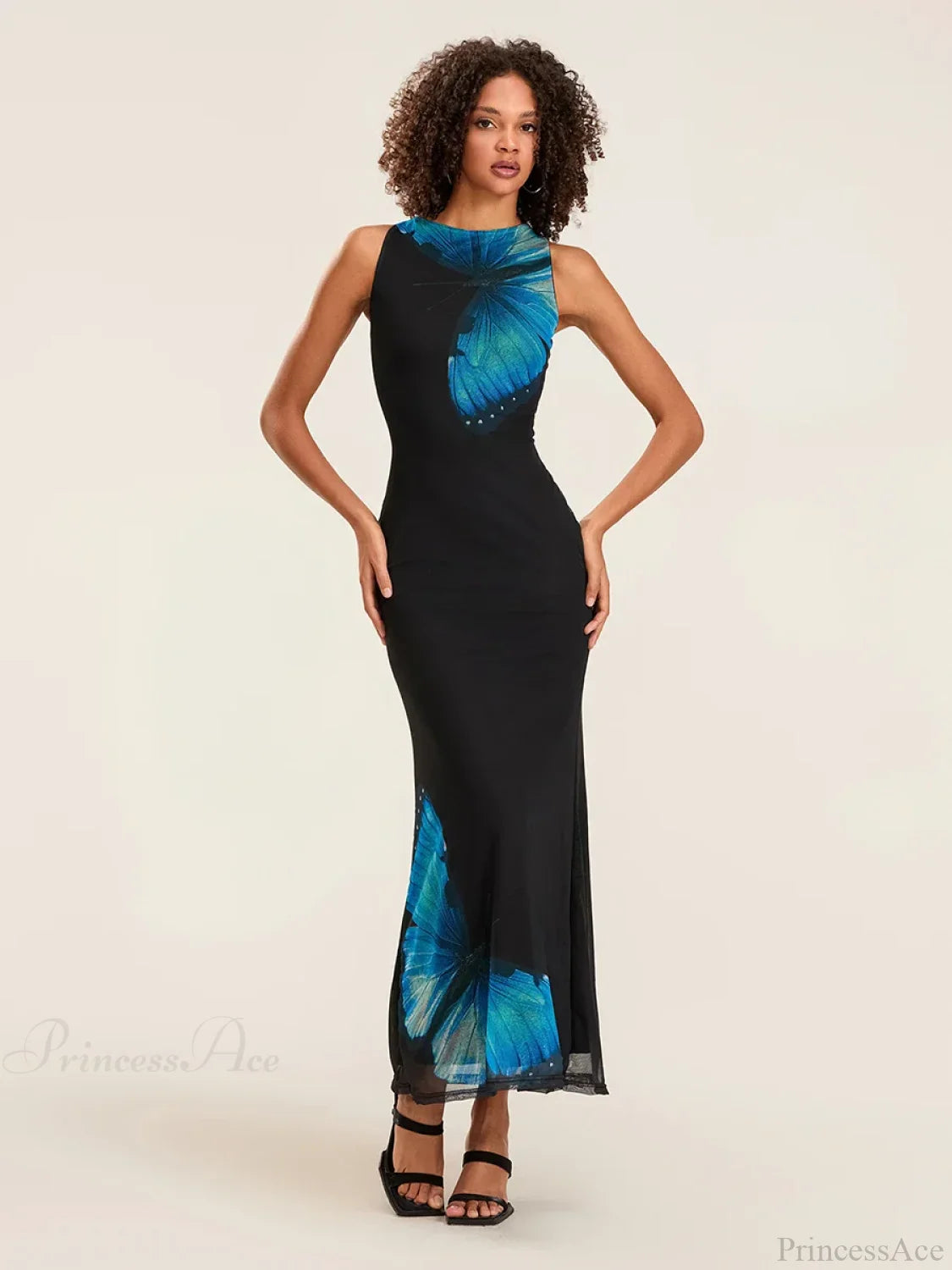 Floral Sleeveless Bodycon Back Hollowed Lacing Tank Party Floral Dress floraldress-250126