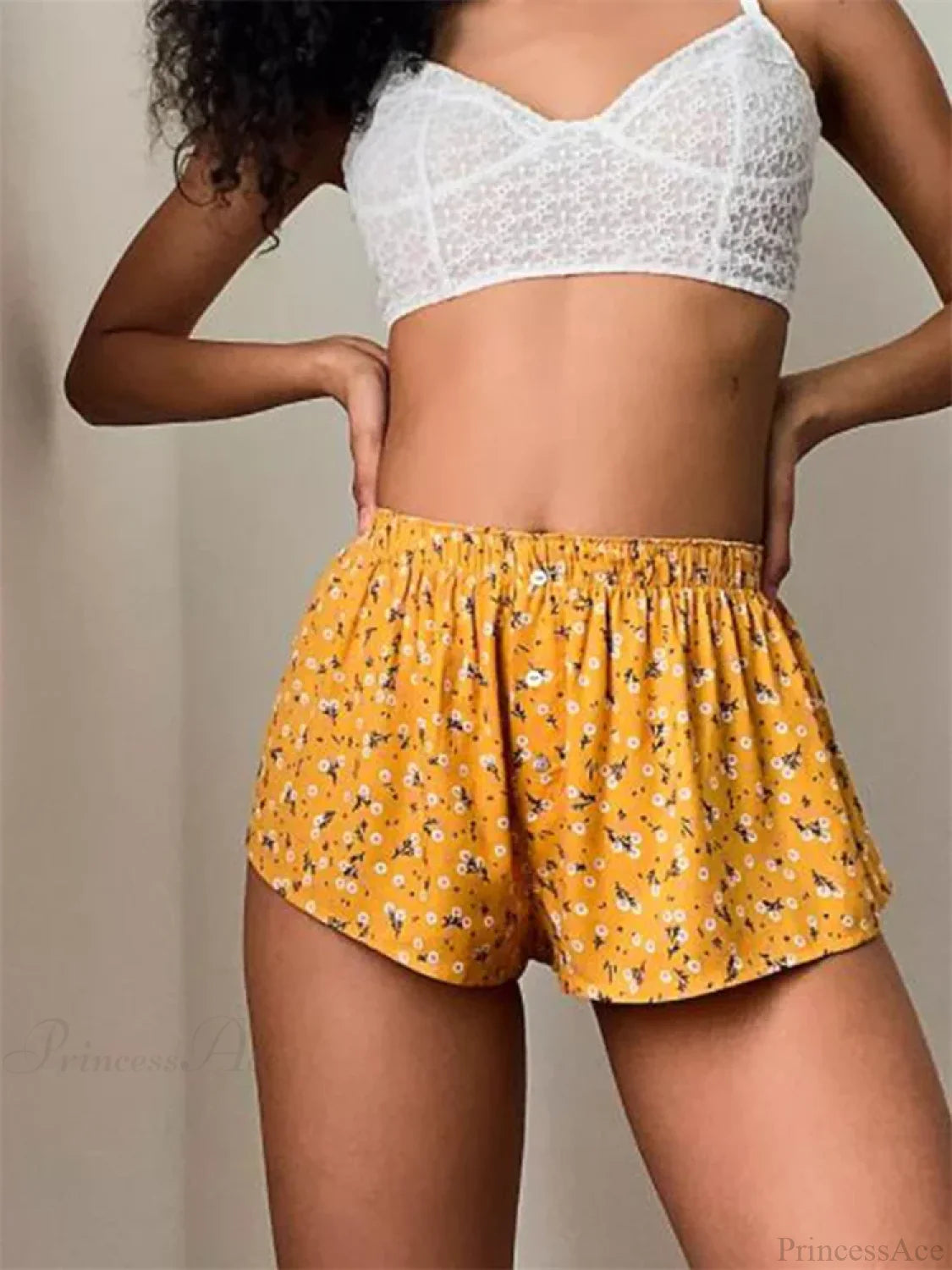 Floral Striped Button Casual Short orange / S short-250223