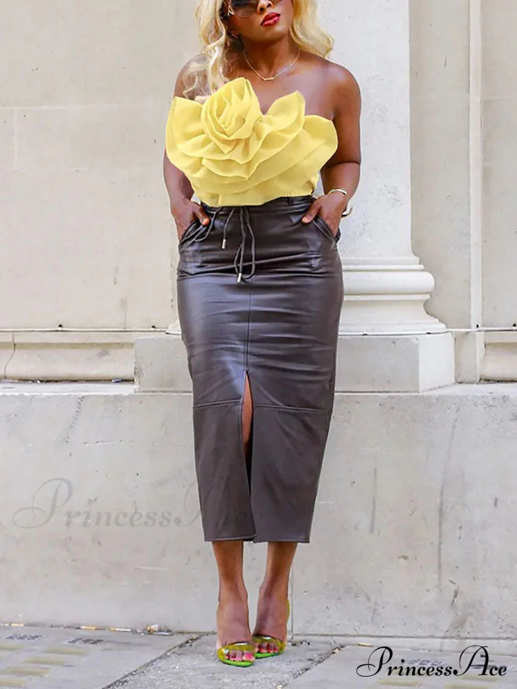 Floral Tie Strap Sheer Lace Mesh Sophisticated Scalloped Crop Tube Top - Lilac Shirts & Tops