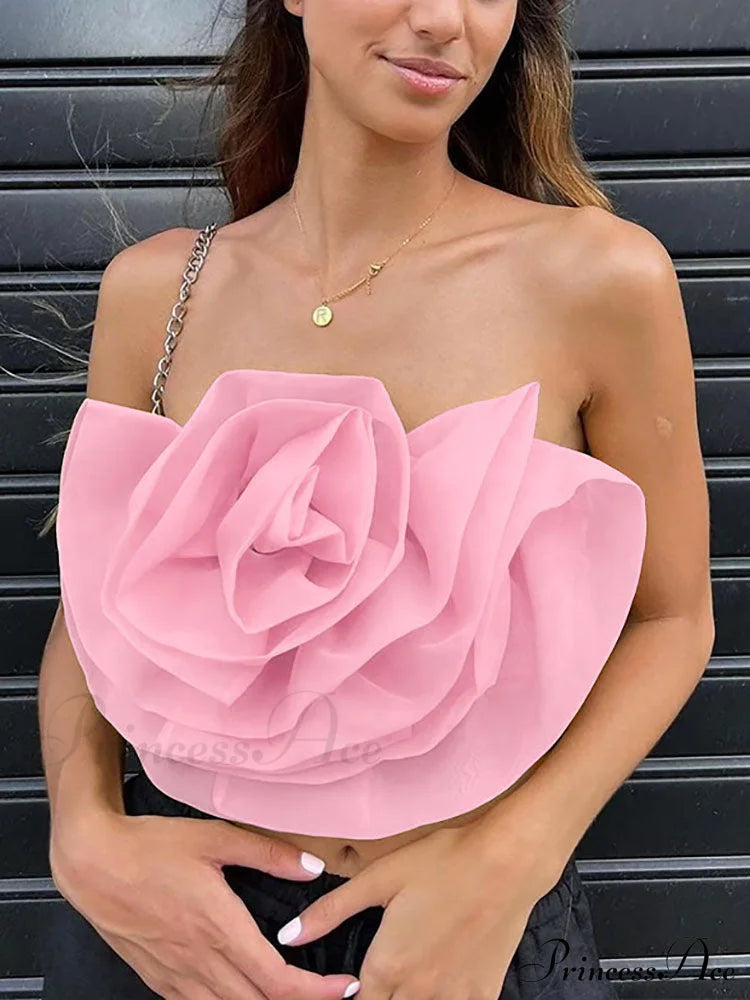 Floral Tie Strap Sheer Lace Mesh Sophisticated Scalloped Crop Tube Top - Lilac Shirts & Tops