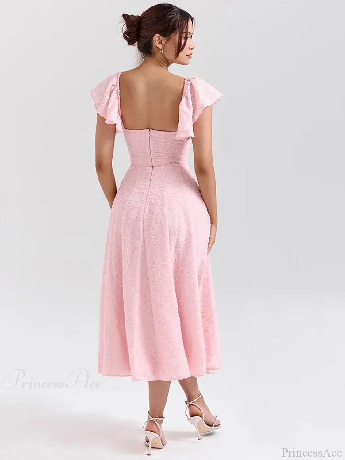 Floral Waist Wrap A-line Vacation Dress vacationdress-250223