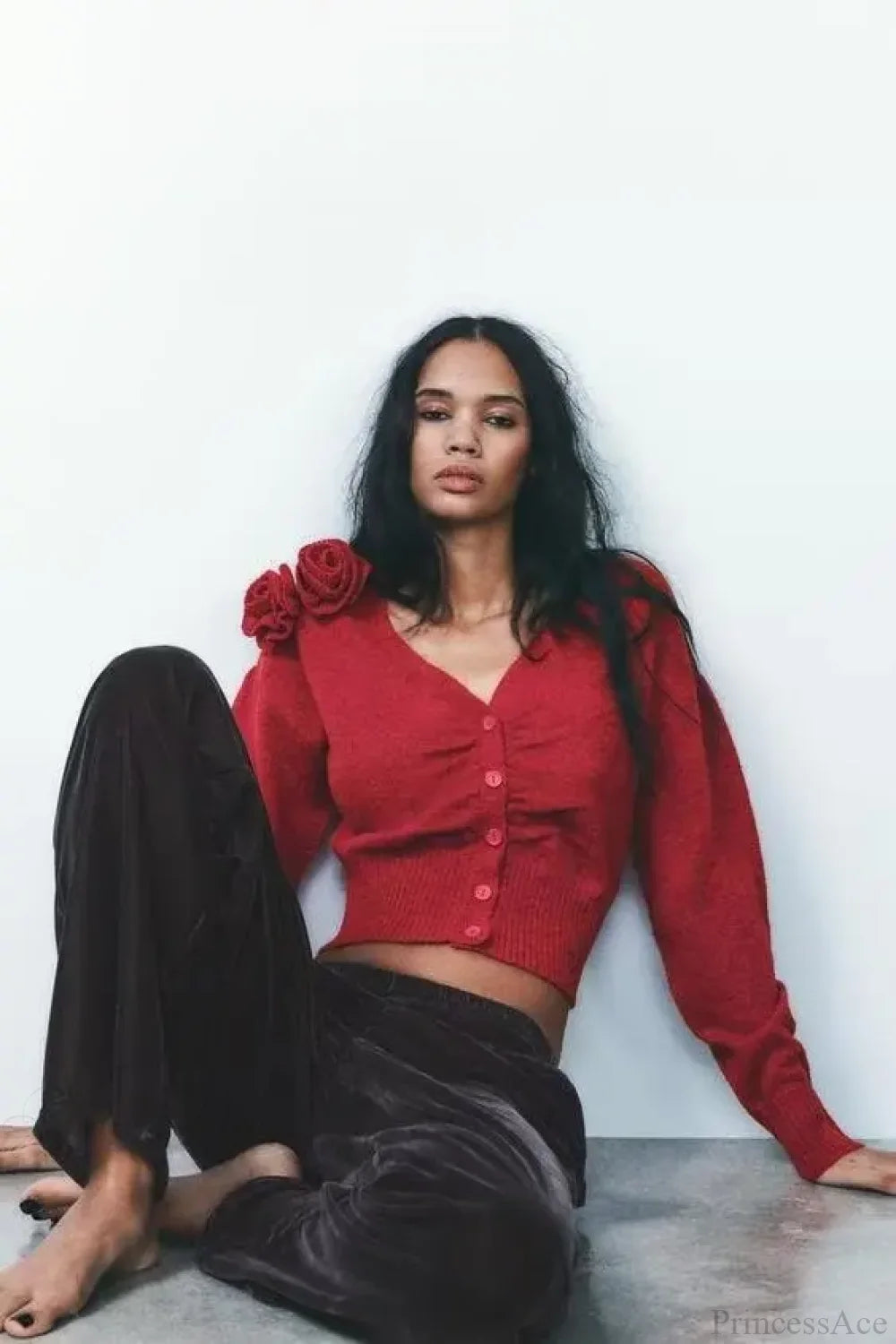 Flower V-neck Casual Cardigan