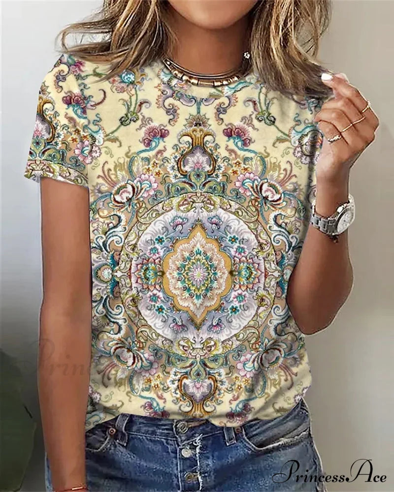 Flowered Brief With Design Tee Sleeves T-Shirts