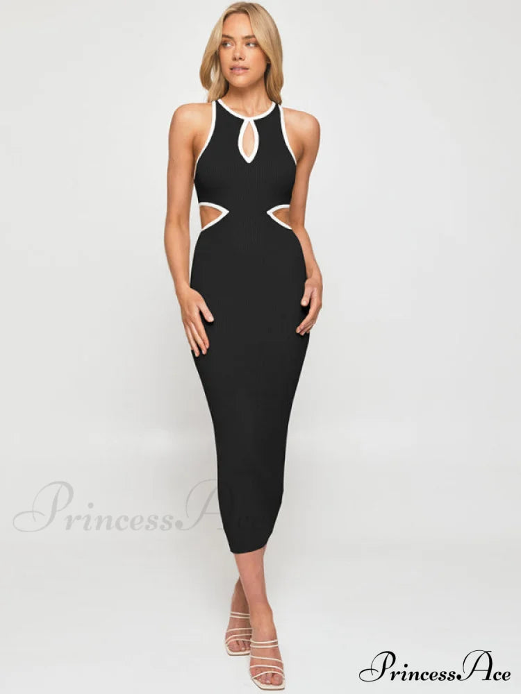 For Gown Figure-Hugging Cutouts Midi Women